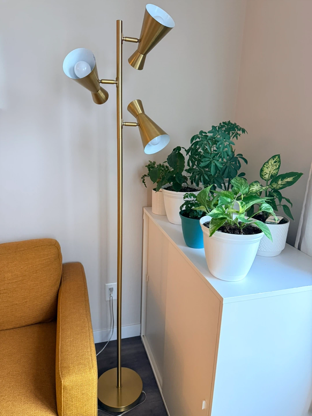 Gold Finish Antique 3-headed floor lamp