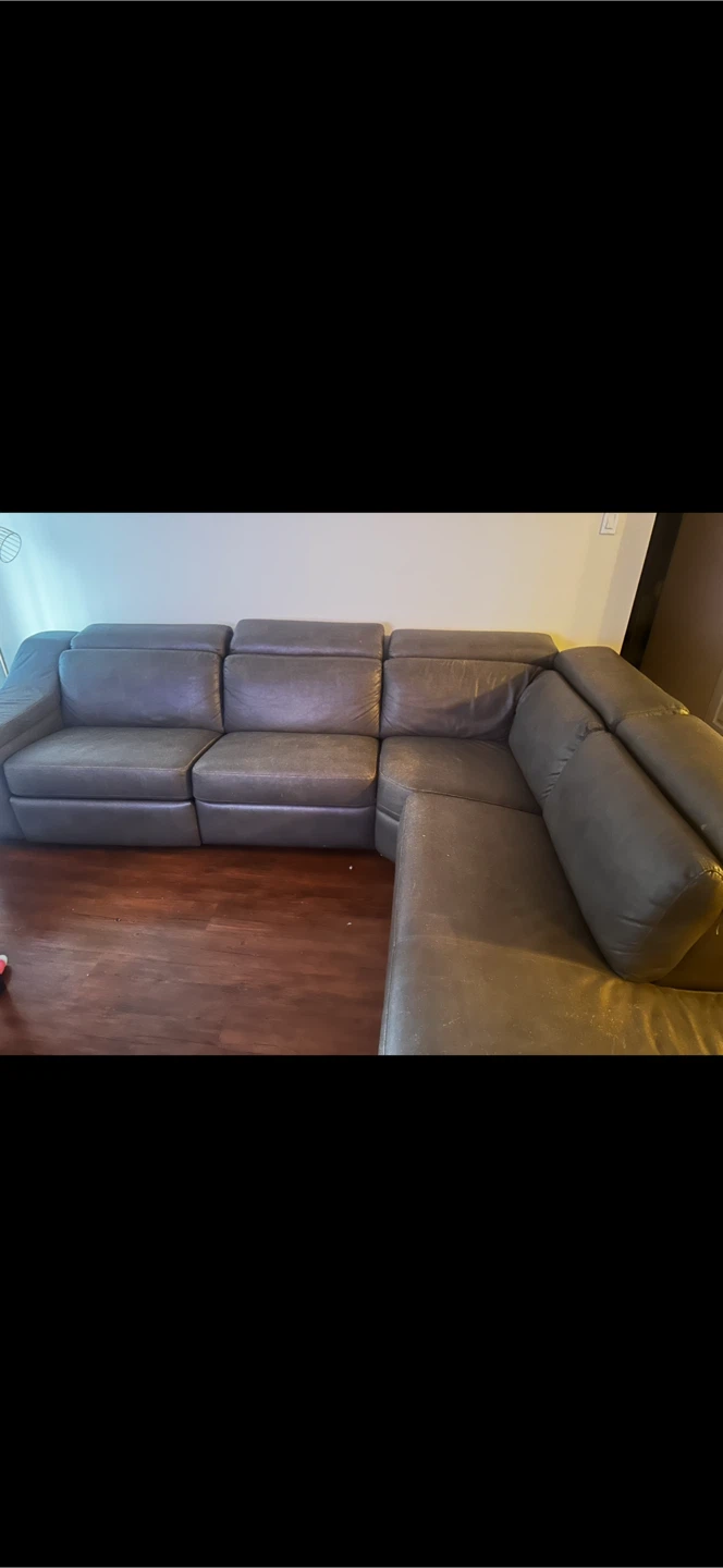 Leather Sectional Sofa - Grey