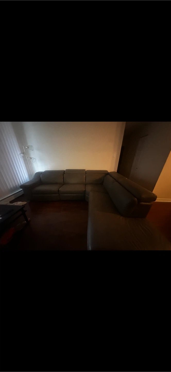 Leather Sectional Sofa - Grey - photo 3