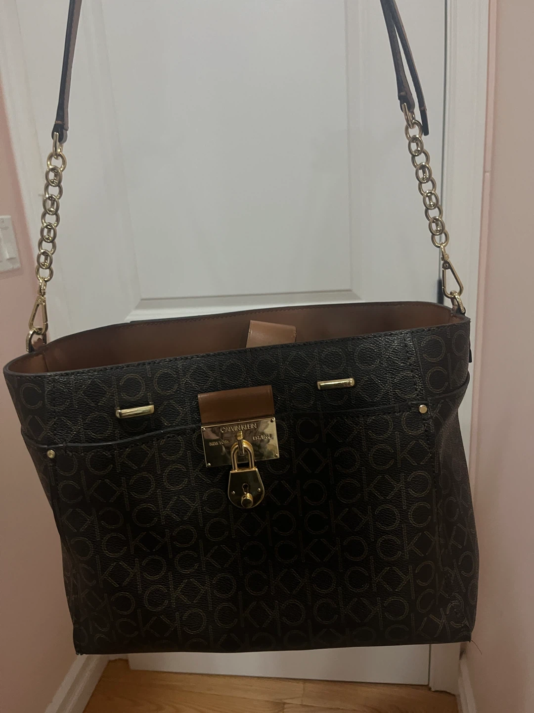 Calvin Klein Brown Logo Tote Bag