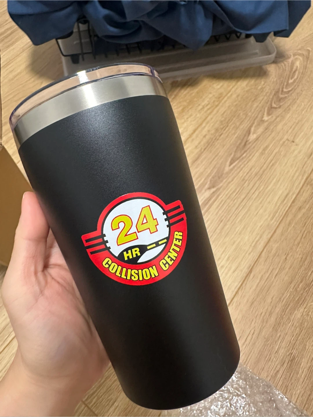 Black Tumbler with 24 HR Collision Center Logo
