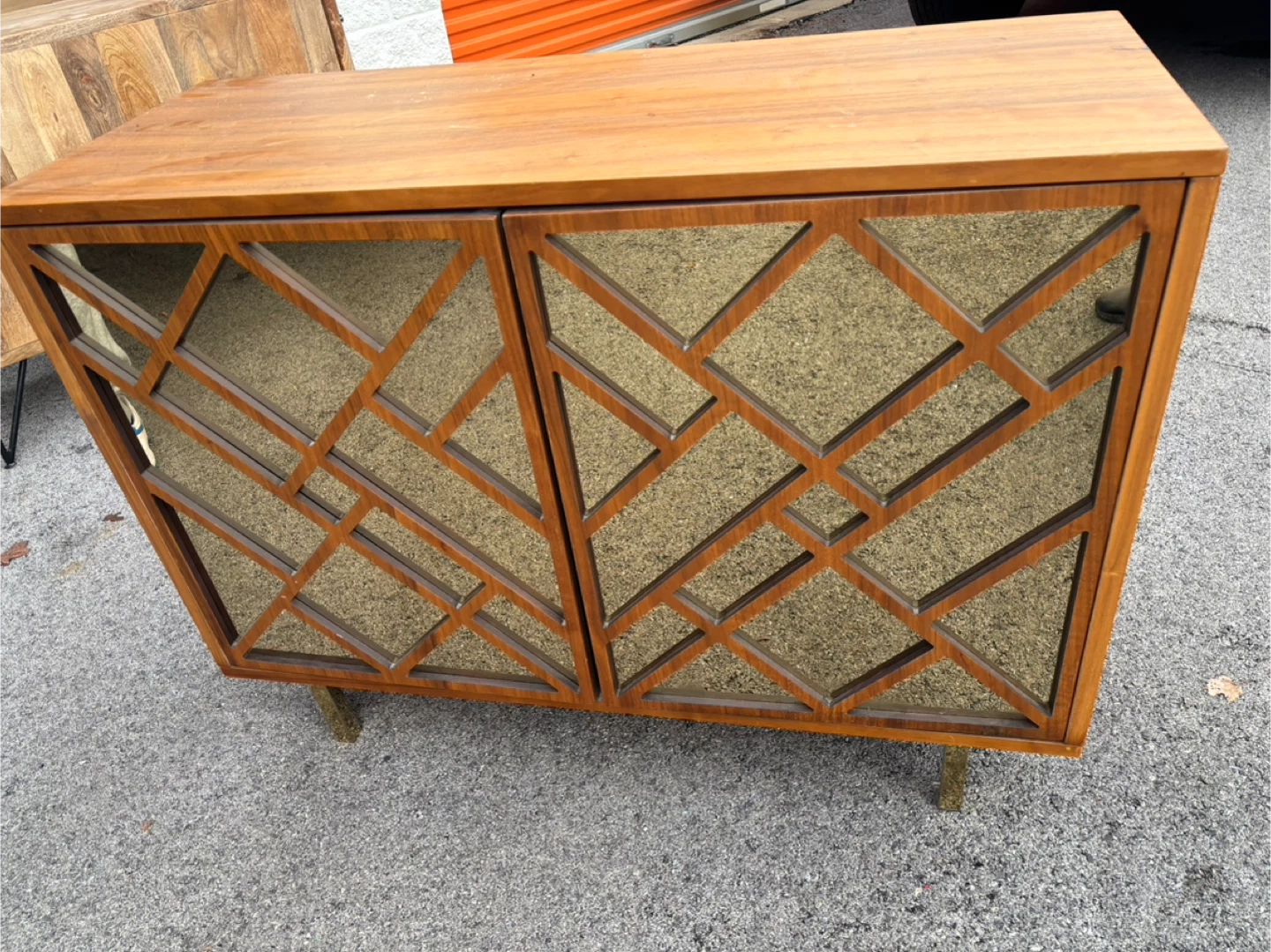 New real Wood Mirrored Door Cabinet