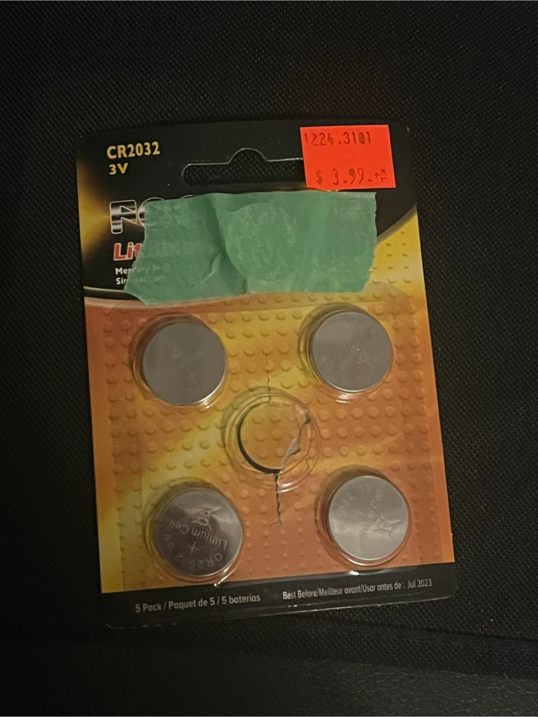 CR2032 3V Lithium Coin Batteries - 5 Pack