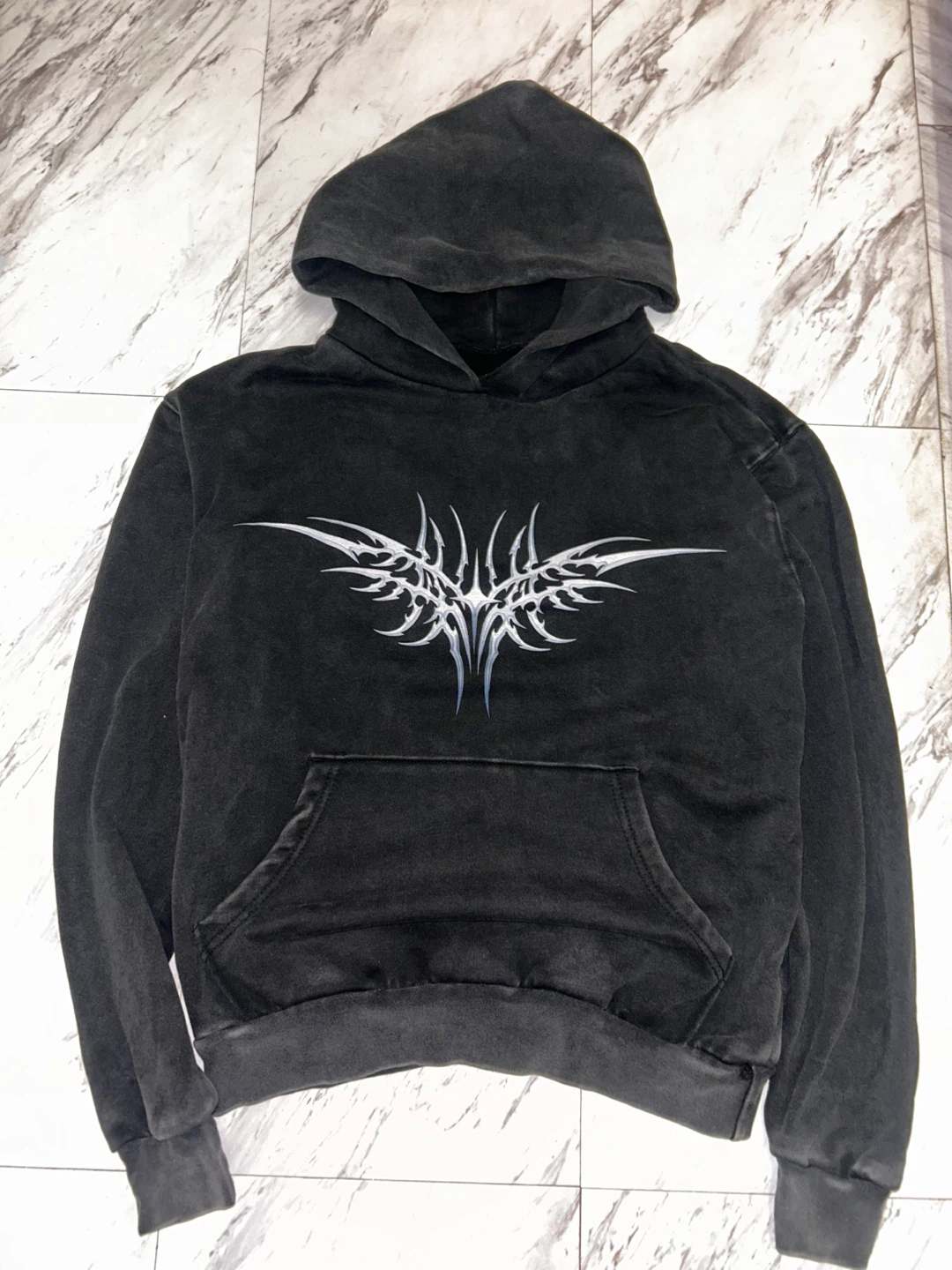Black and silver streetwear hoodie Y2K size - small