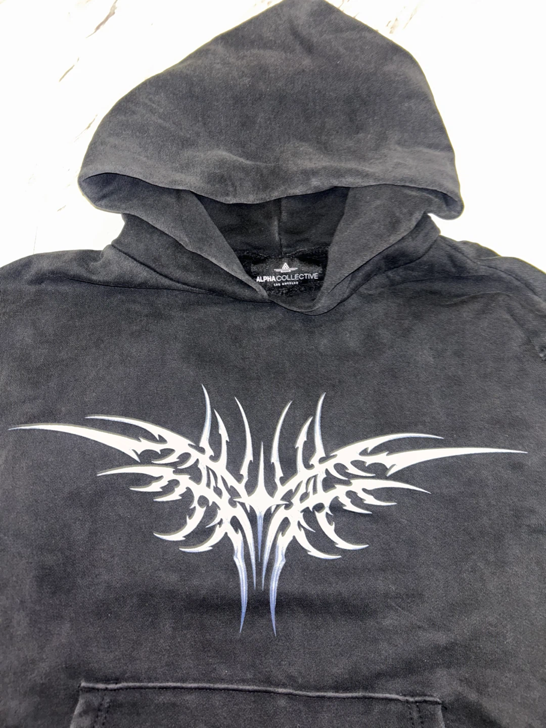 Black and silver streetwear hoodie Y2K size - small - photo 2