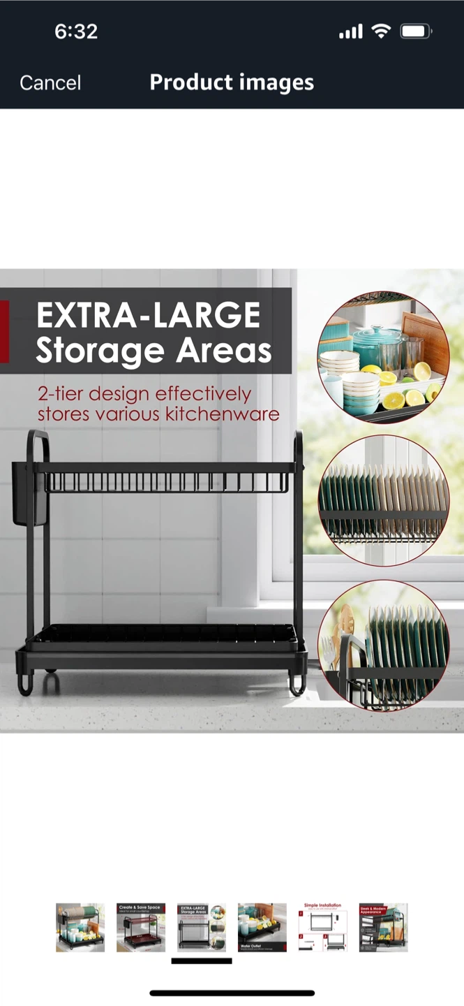 NEW-2 Tier Black Stainless Steel Dish Drying Rack - photo 3
