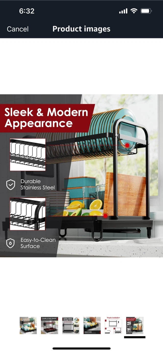 NEW-2 Tier Black Stainless Steel Dish Drying Rack - photo 5