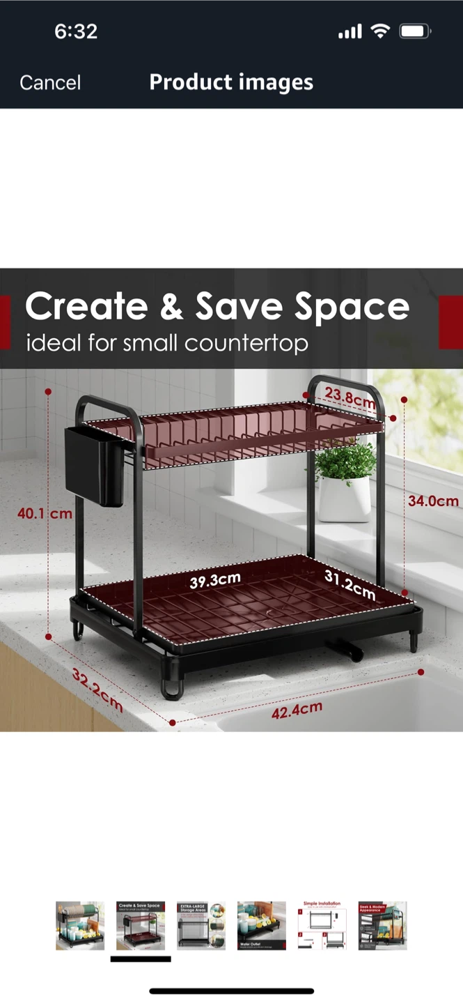 NEW-2 Tier Black Stainless Steel Dish Drying Rack - photo 4