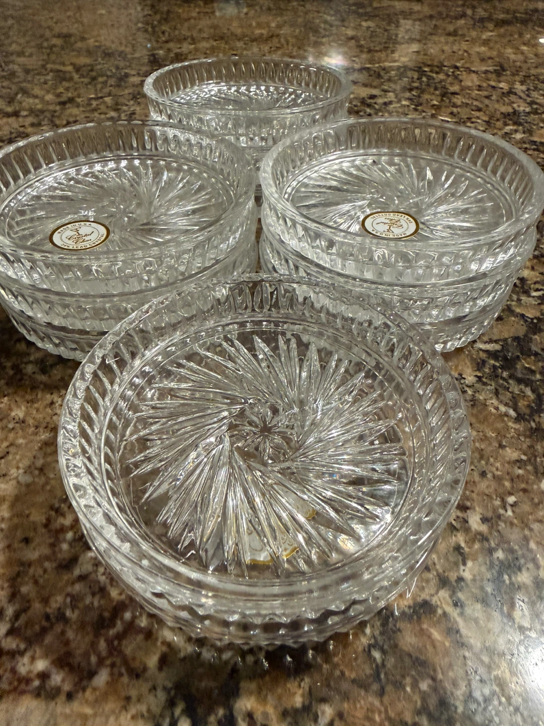 11 Crystal Clear 24% Lead Crystal Coasters