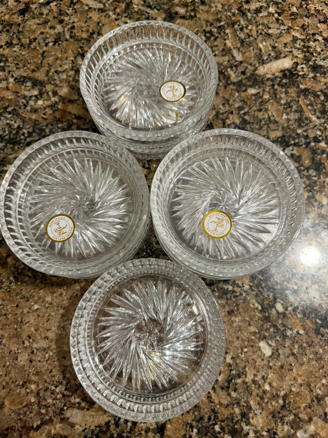 11 Crystal Clear 24% Lead Crystal Coasters - photo 3