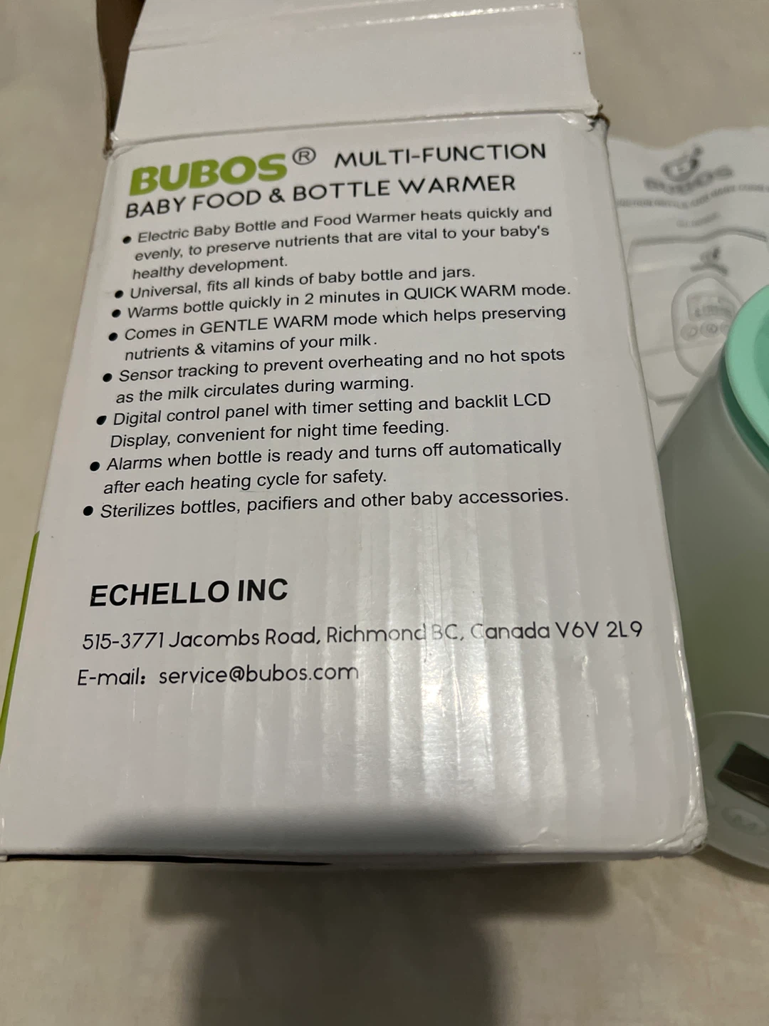 BUBOS Baby Bottle Warmer - Model BU-B0902 - photo 3