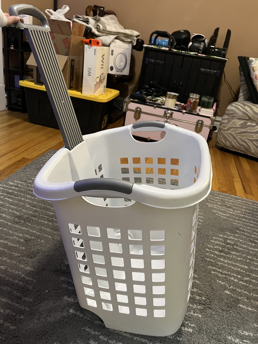 Rolling Laundry Basket - White