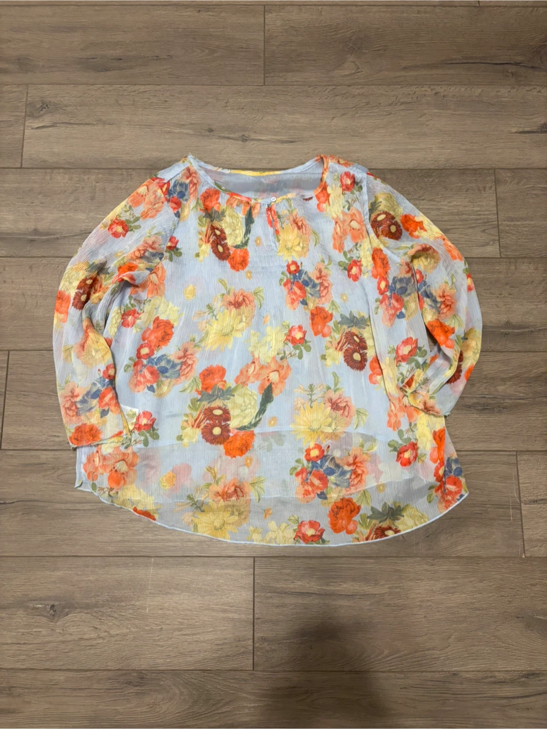 Floral Print Long Sleeve Blouse - photo 3