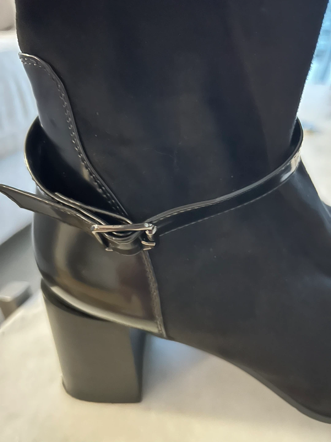 BBlack Suede Leather Boots Size 10 - photo 2