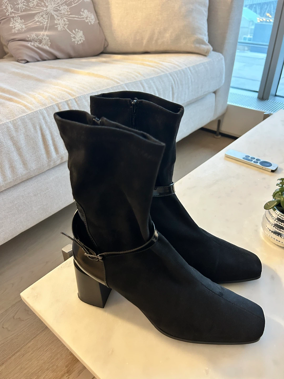 BBlack Suede Leather Boots Size 10