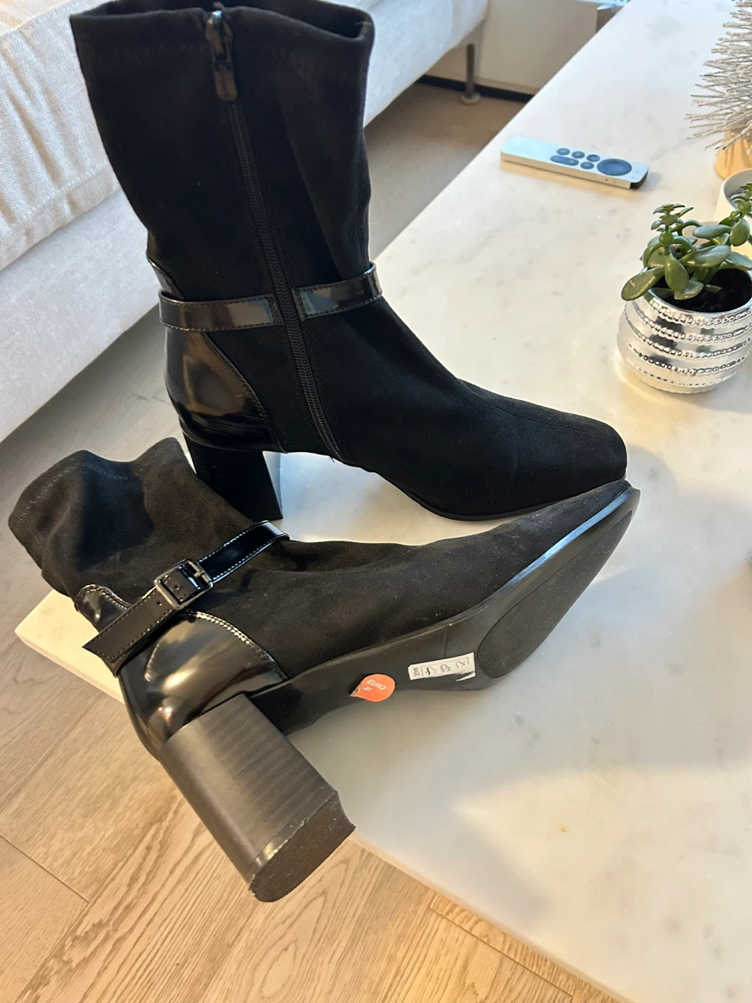 BBlack Suede Leather Boots Size 10 - photo 3