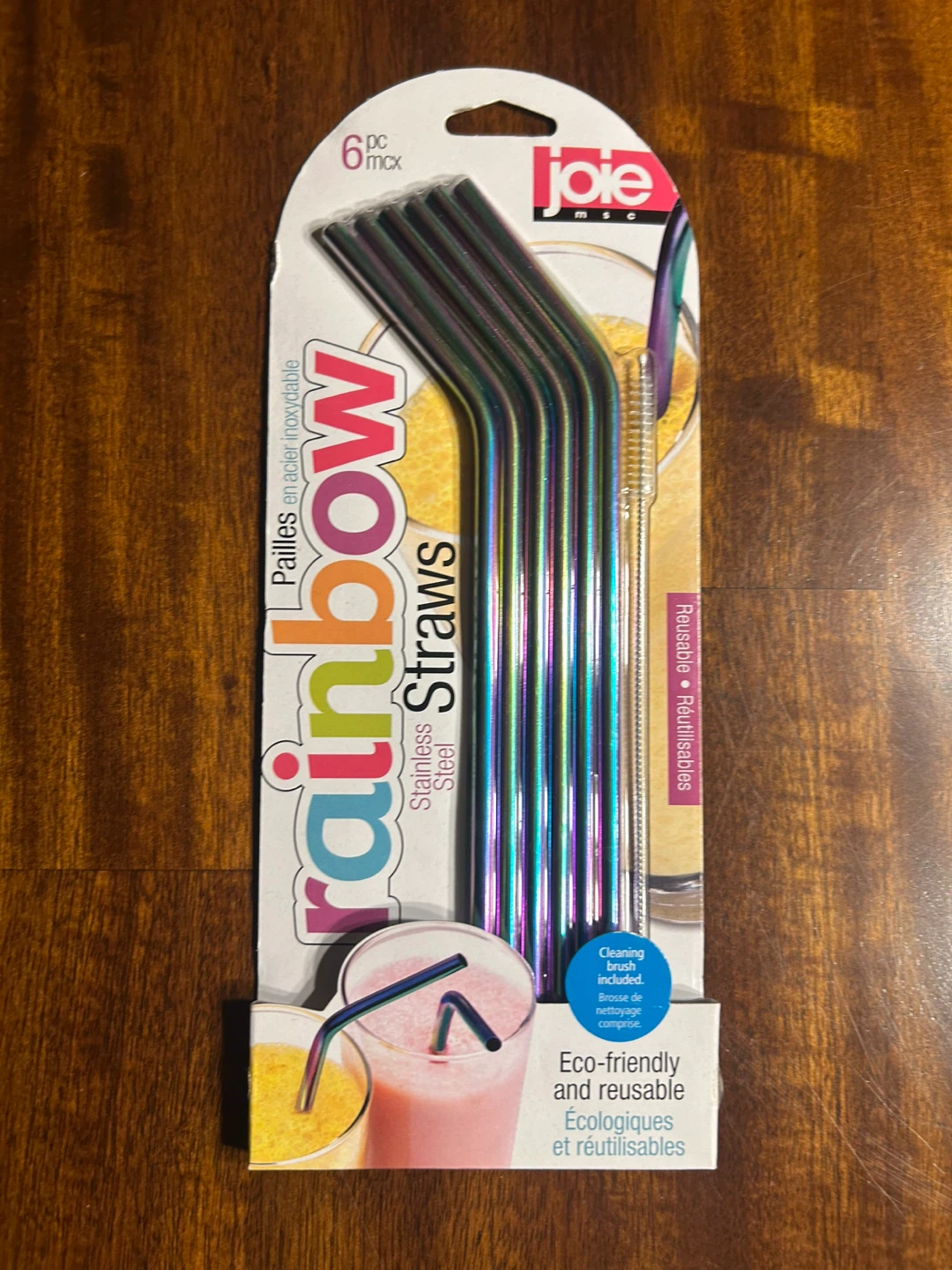 NEW! Joie Rainbow Stainless Steel Straws - 6 Pack