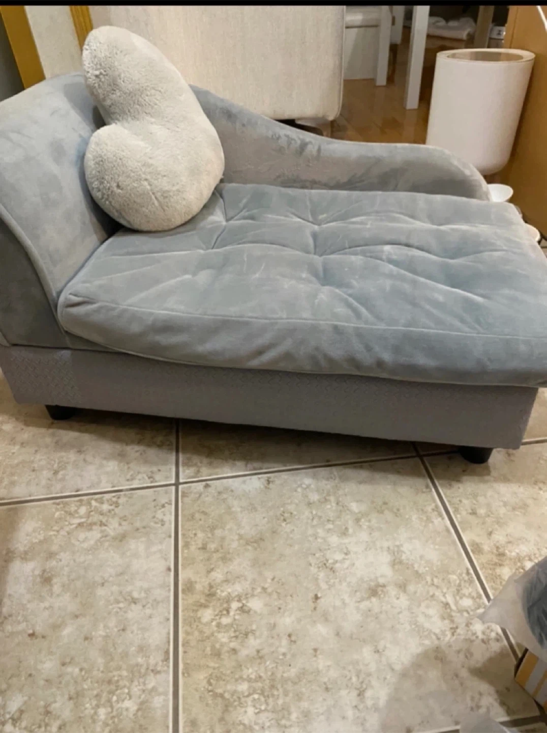 Grey Chaise Lounge with Accent Pillow