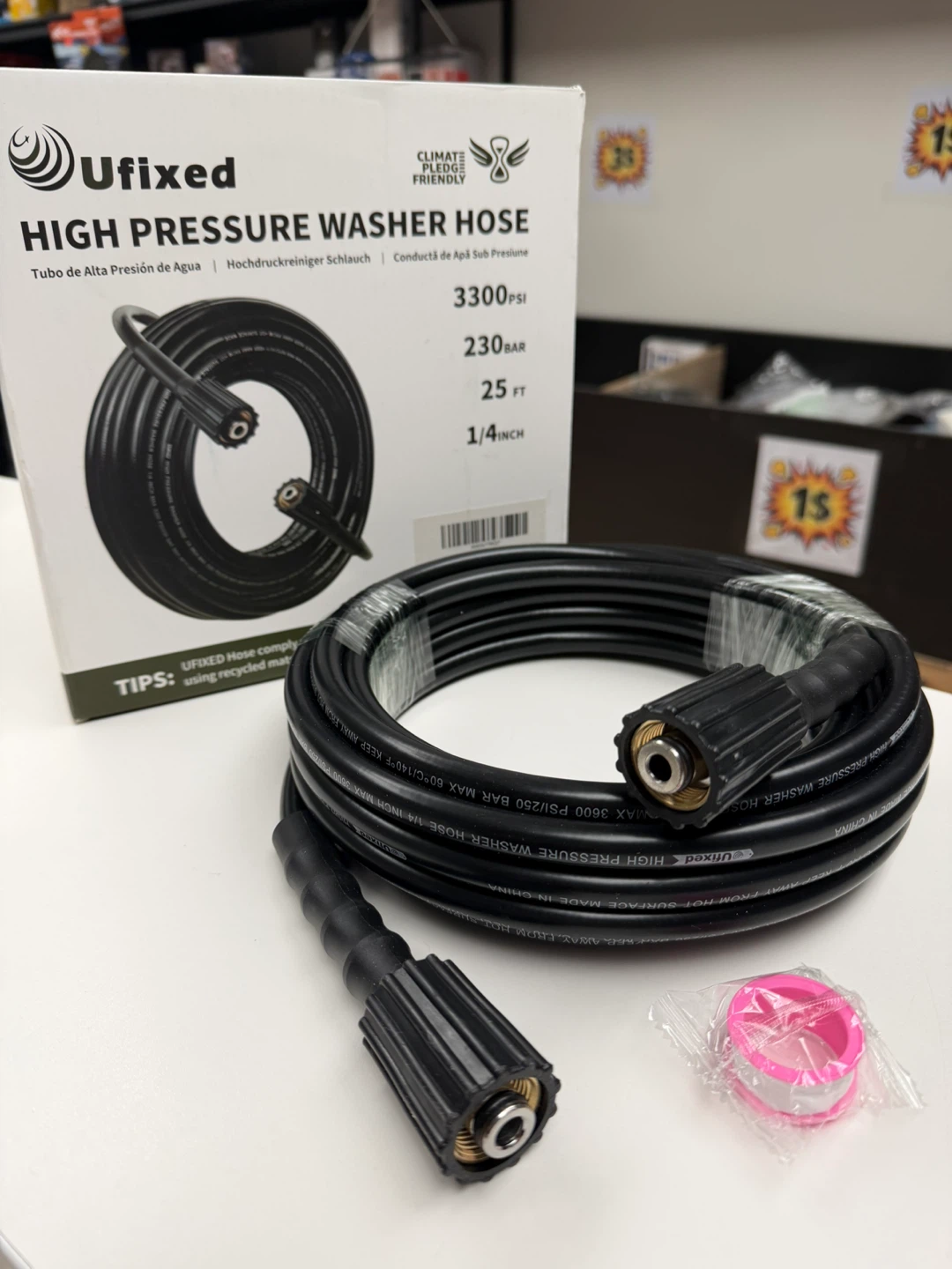 High Pressure Washer Hose, 25 ft, 1/4 inch
