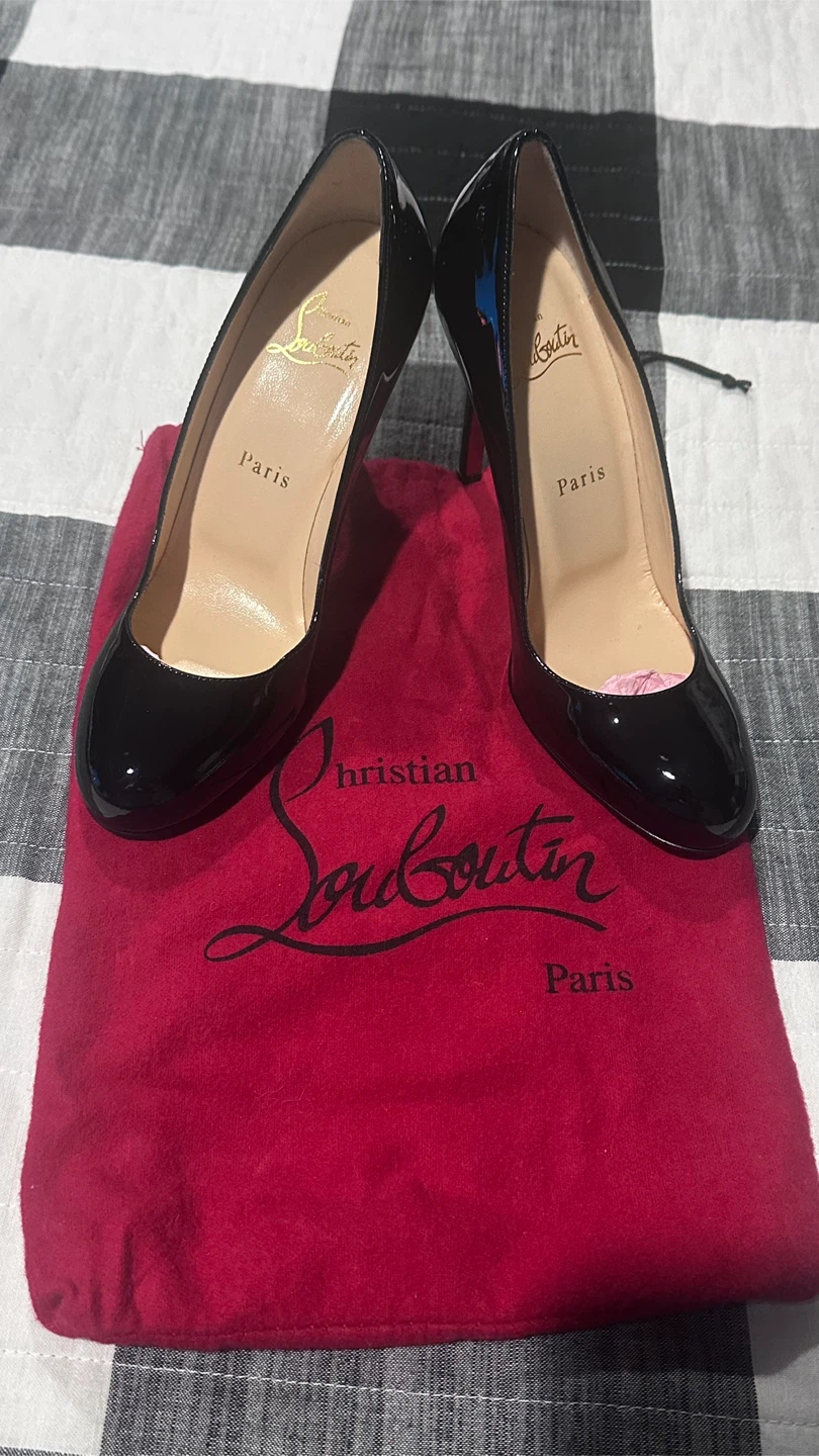 Christian Louboutin Black Patent Leather Heels - Size 36.5