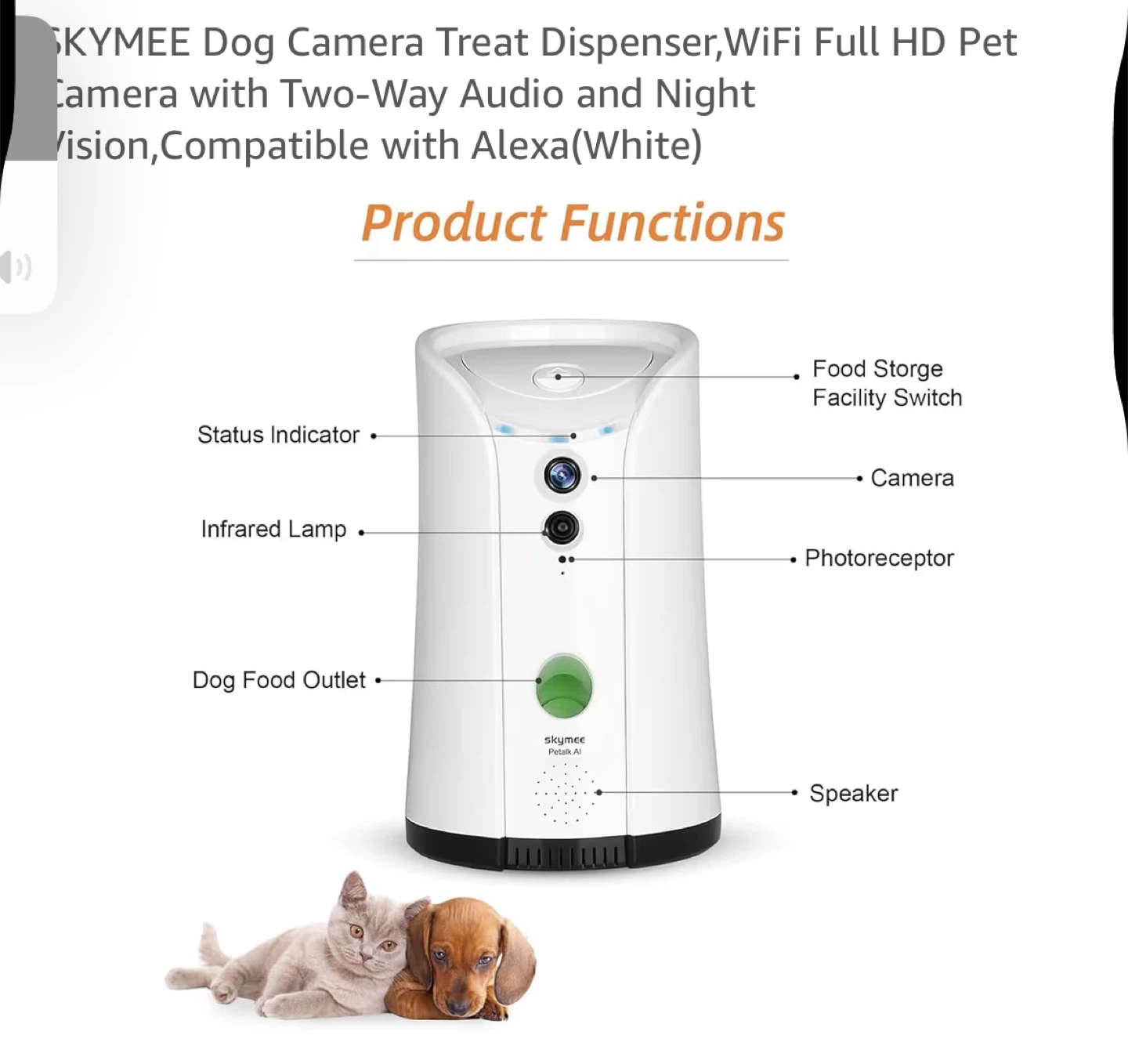 SKYMEE Petalk AI Dog Camera Treat Dispenser - New in Box! - photo 3