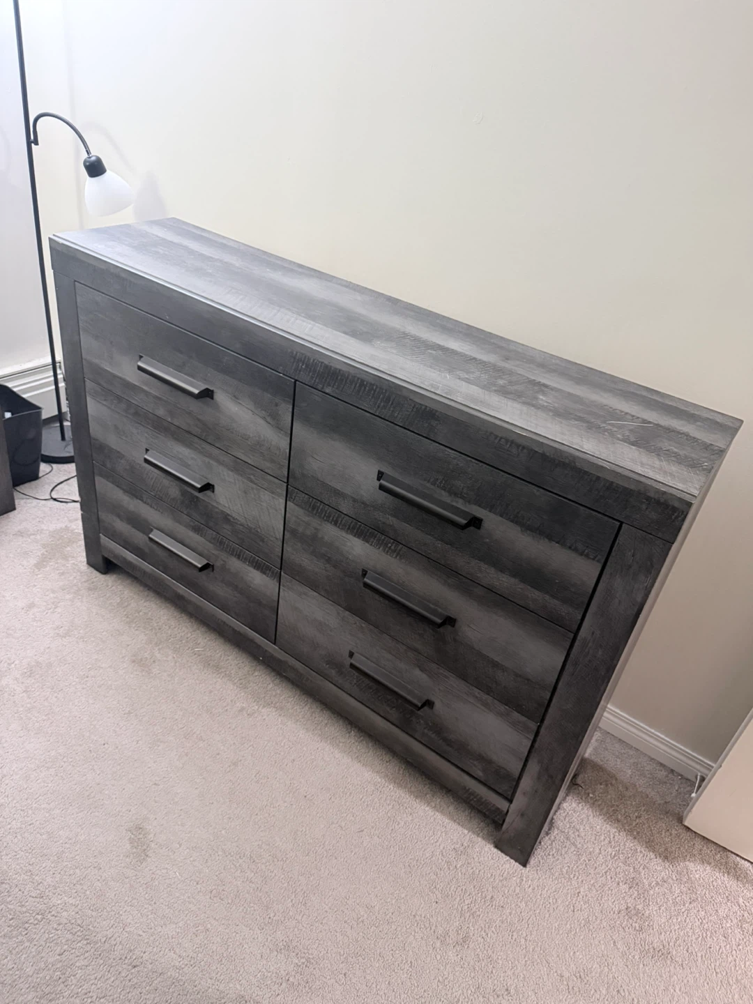 Grey Wood 6-Drawer Dresser