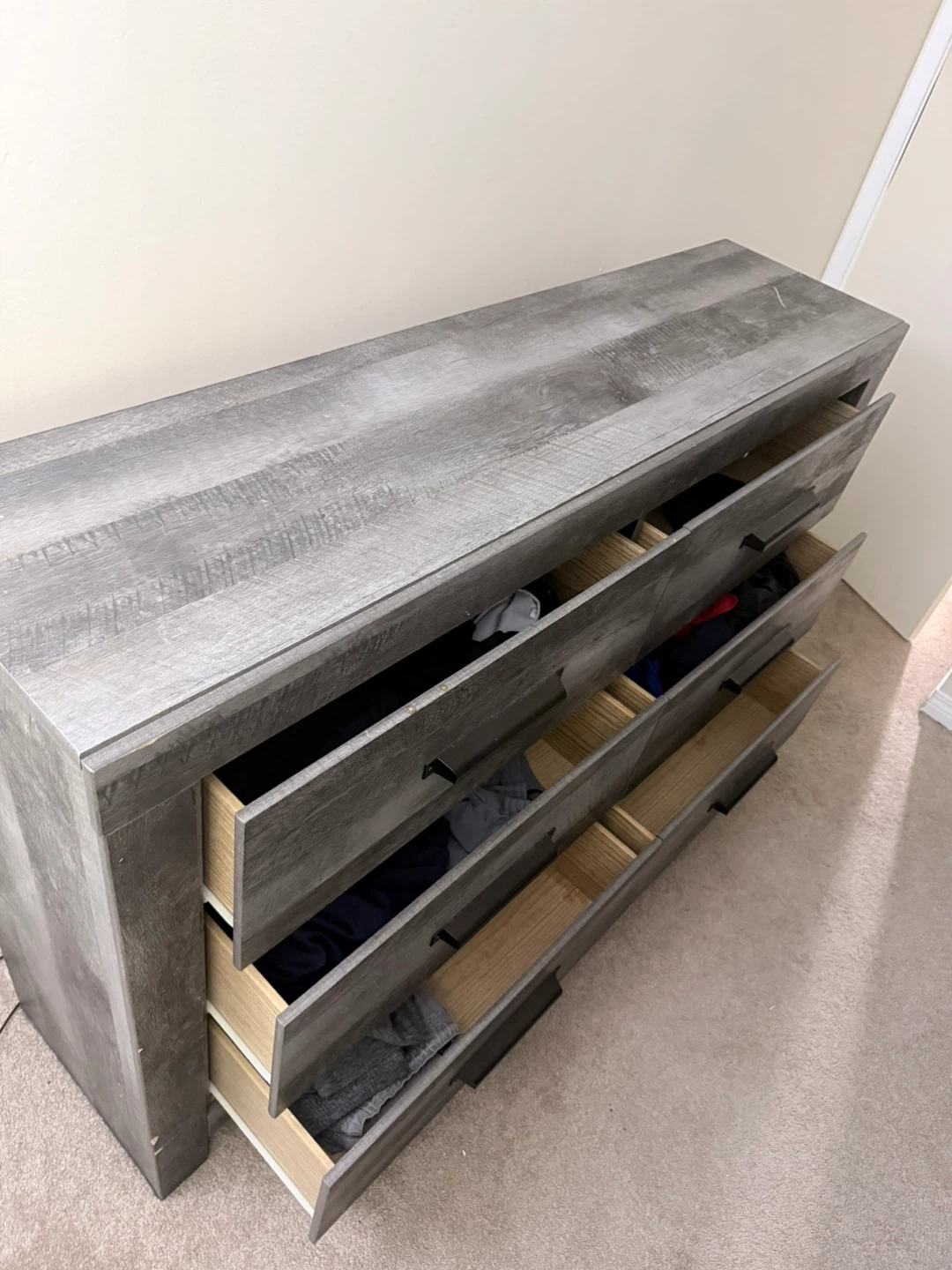 Grey Wood 6-Drawer Dresser - photo 3