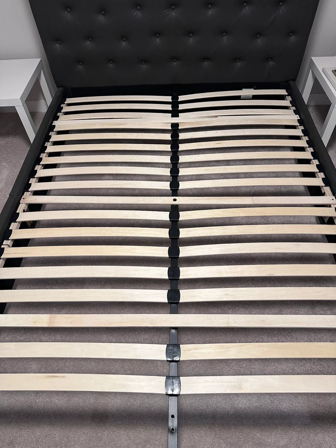 Grey Tufted Faux Leather Bed Frame - photo 2