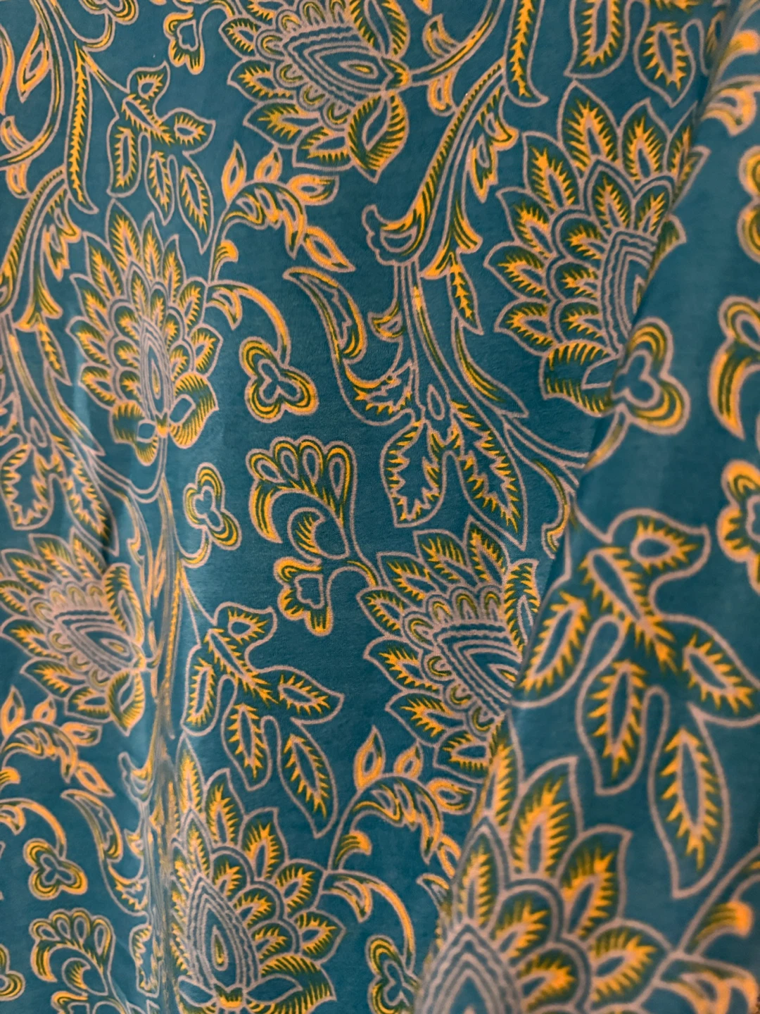 Teal & Yellow Floral Print Silk Wrap Skirt - photo 2
