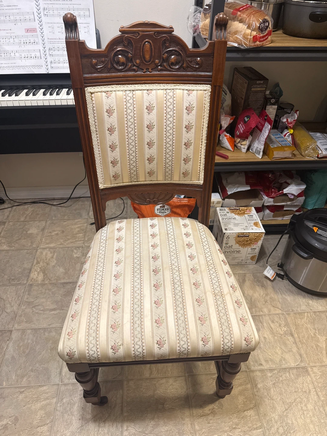 Free Antique Floral Upholstered Dining Chair