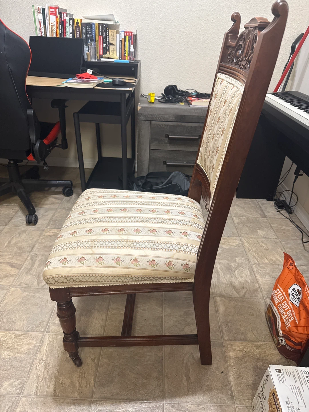 Free Antique Floral Upholstered Dining Chair - photo 3