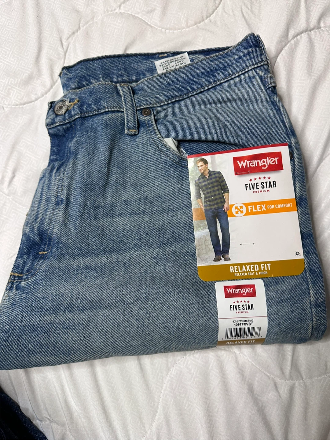 New Wrangler Five Star Relaxed Fit Flex Jeans 36x29 - photo 2
