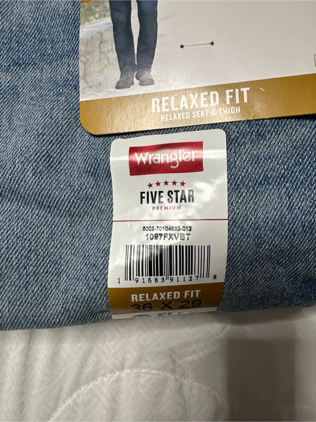 New Wrangler Five Star Relaxed Fit Flex Jeans 36x29