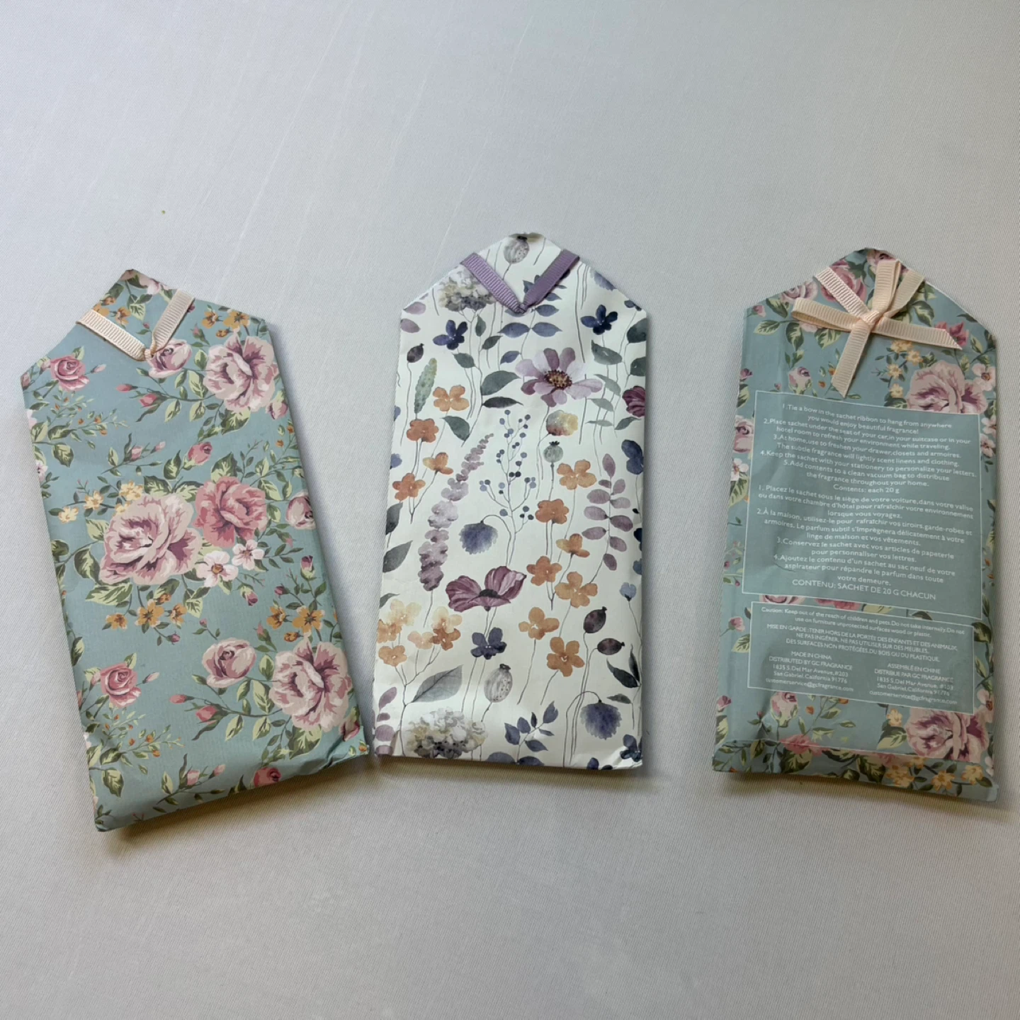 Set of 3 GC Fragrance Scented Sachet Packets Floral Scent