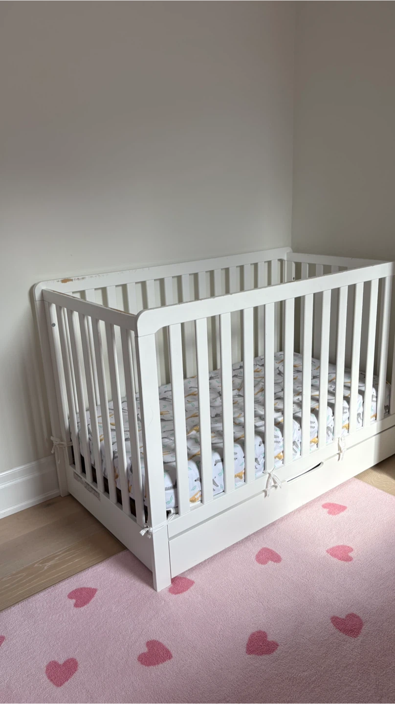 White WOOD Baby Crib with Storage Drawer - photo 3