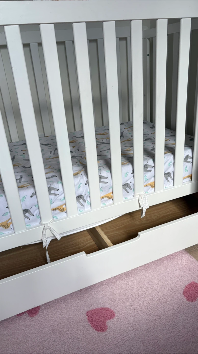 White WOOD Baby Crib with Storage Drawer - photo 4