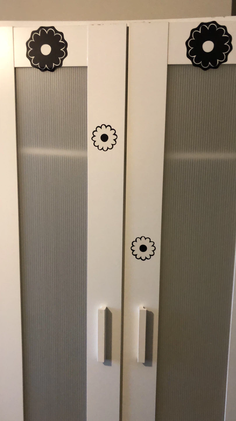 White Wardrobe with Flower Decals