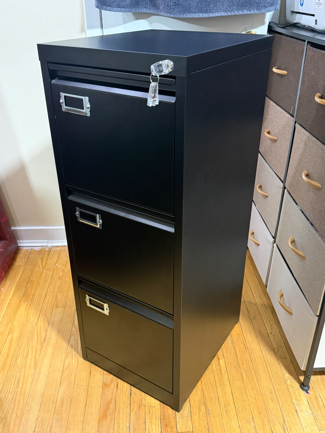 Black 3-Drawer File Cabinet - 15" Wide - photo 2