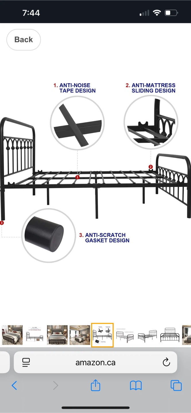 TUSEER Full Size Metal Bed Frame - Black - photo 4