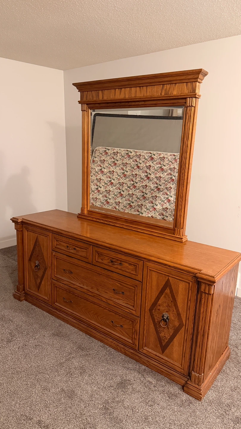 Wood Dresser with Mirror