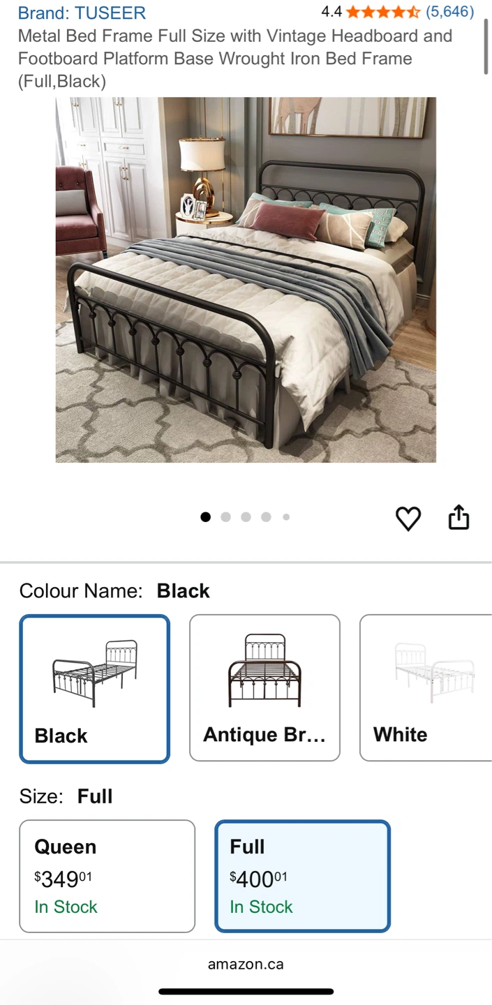 TUSEER Full Size Metal Bed Frame - Black - photo 2