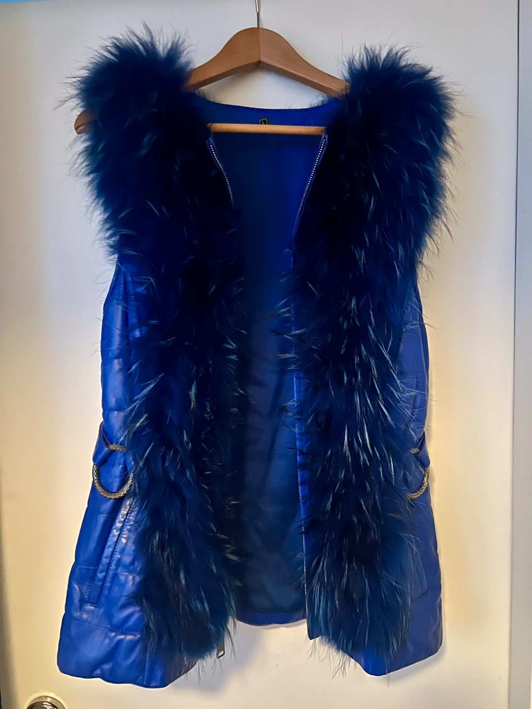 Genuine leather Vest with real Fur Trim