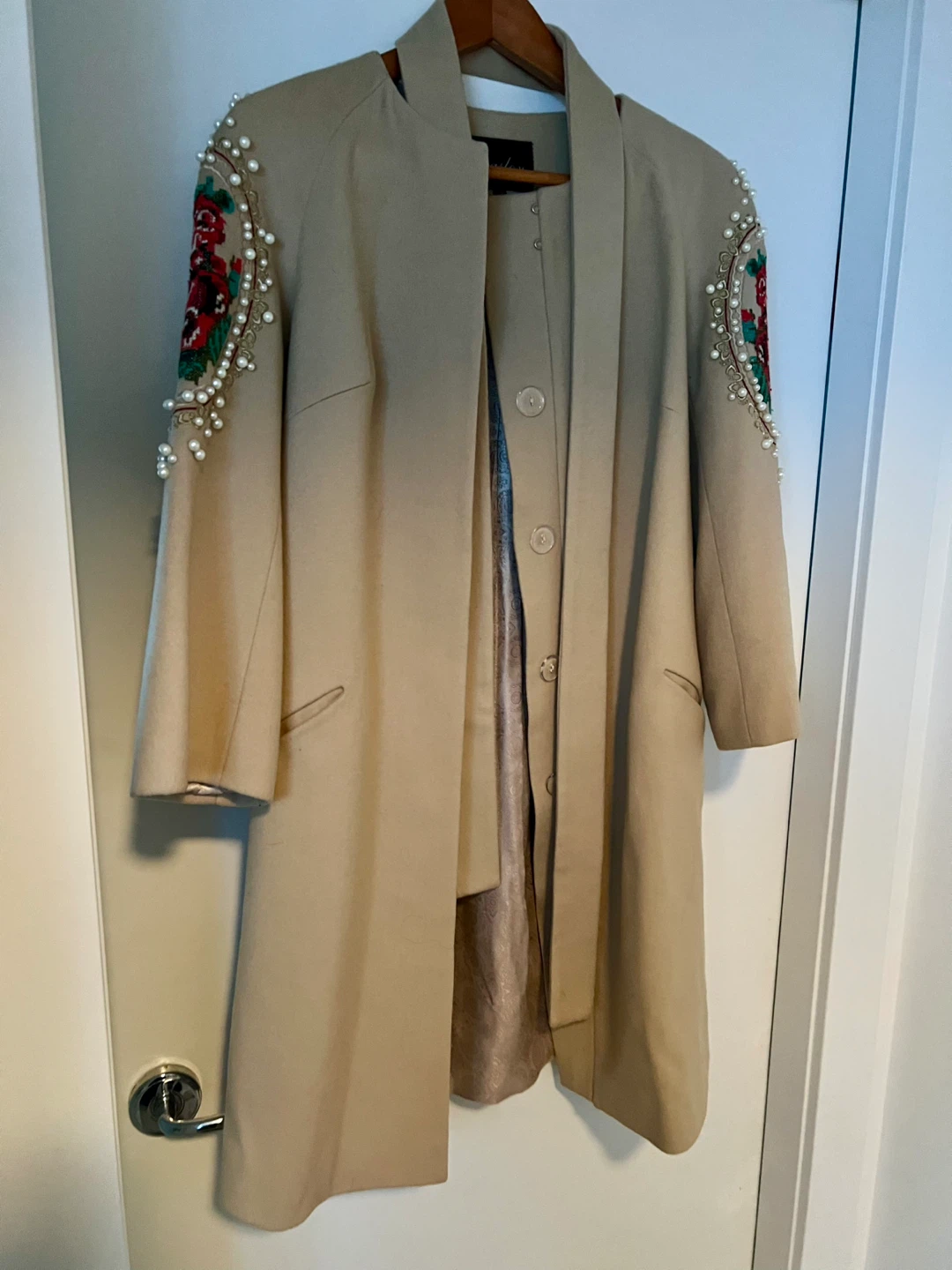 Custom made in Ukraine Beige Coat, Size 44