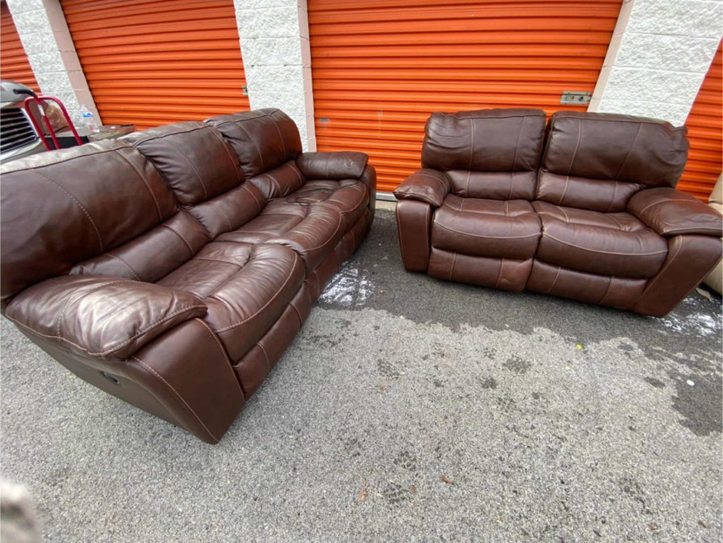 Brown Leather Reclining Sofa Set