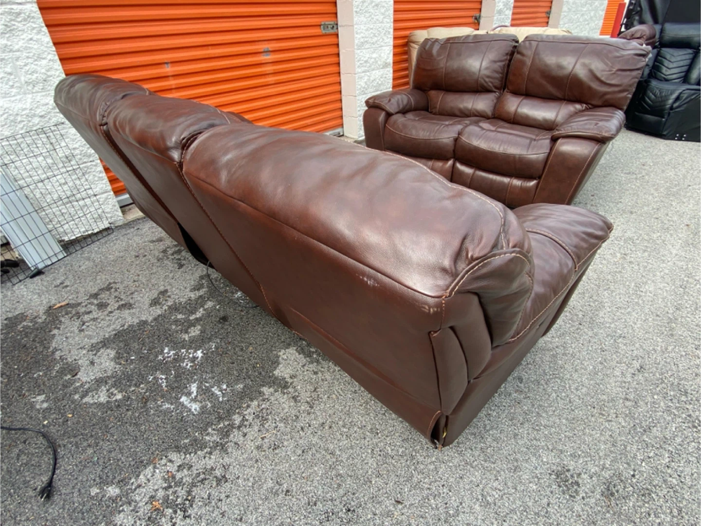Brown Leather Reclining Sofa Set - photo 5