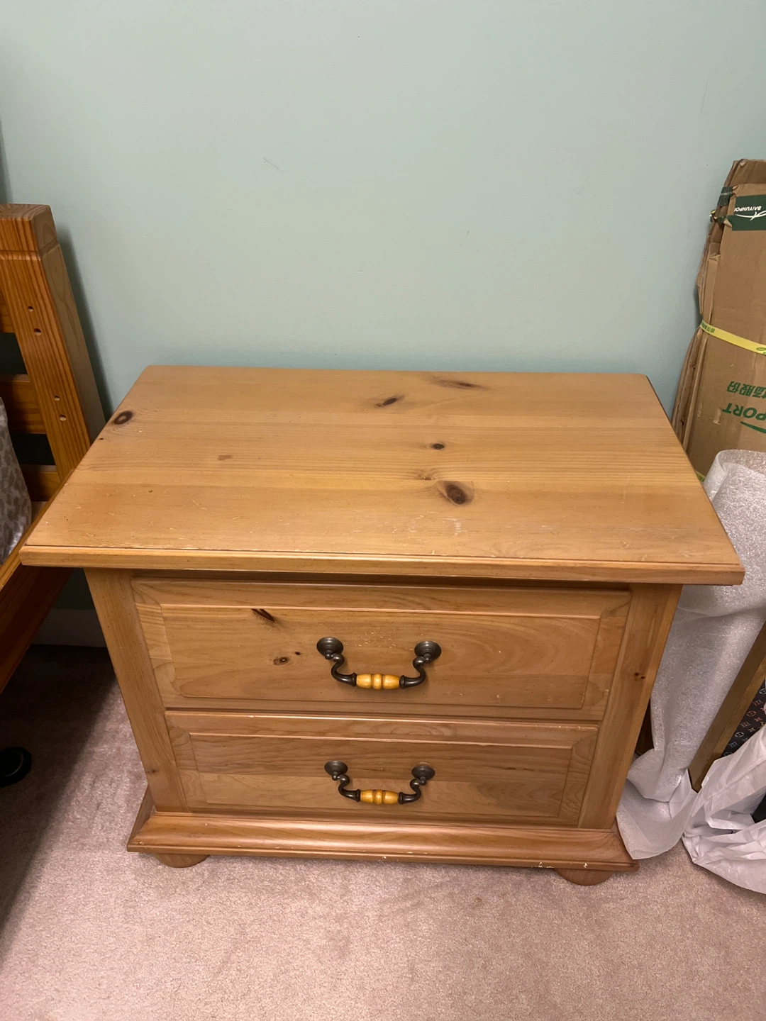Wooden 2-Drawer Nightstand