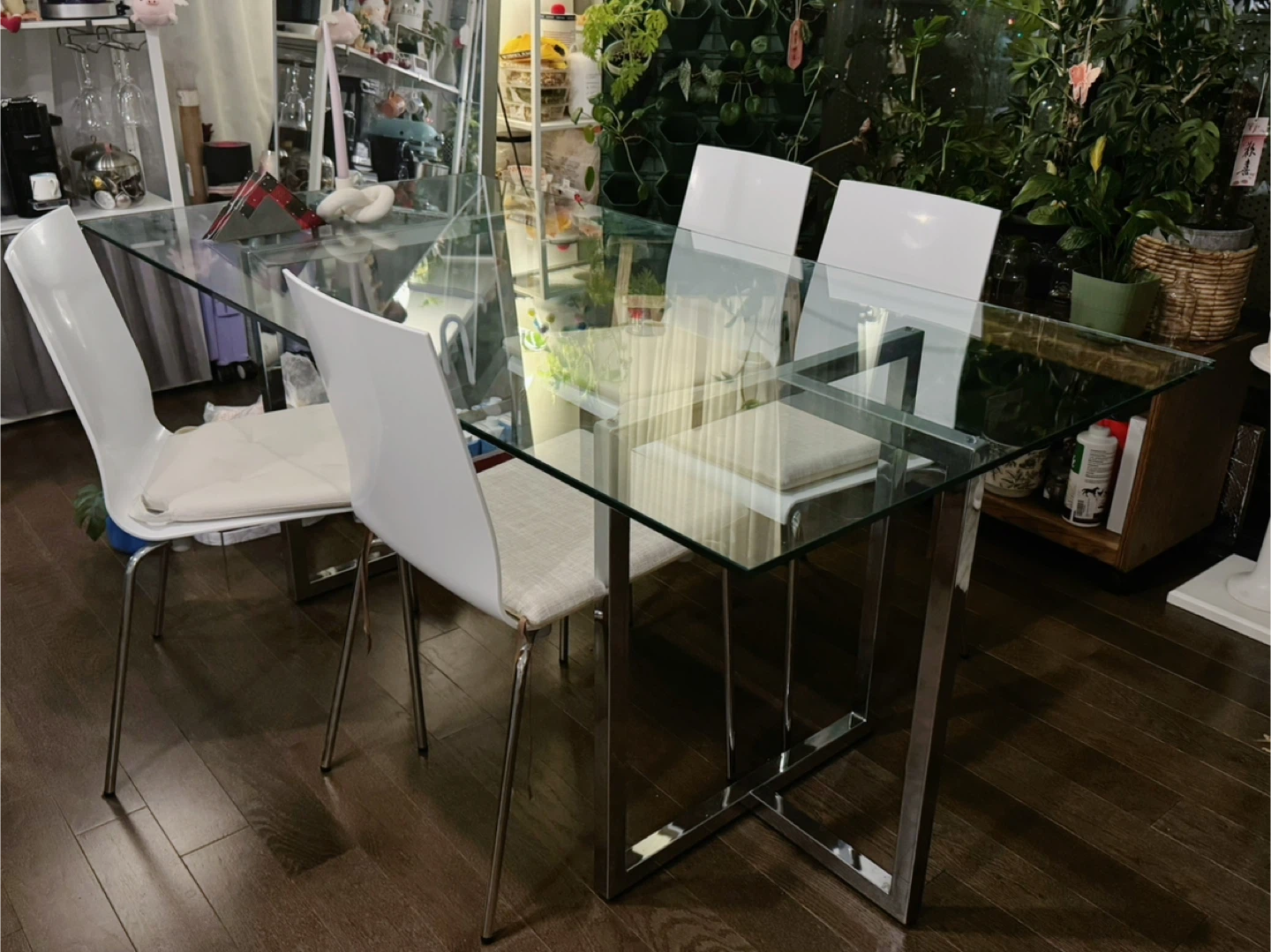 Glass Top Dining Table with Chrome Base - photo 3