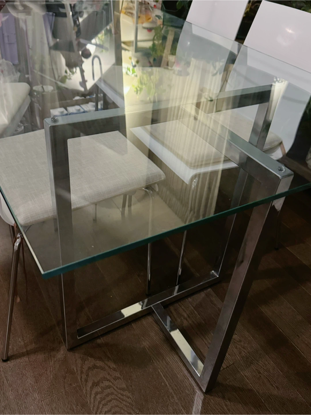 Glass Top Dining Table with Chrome Base - photo 2