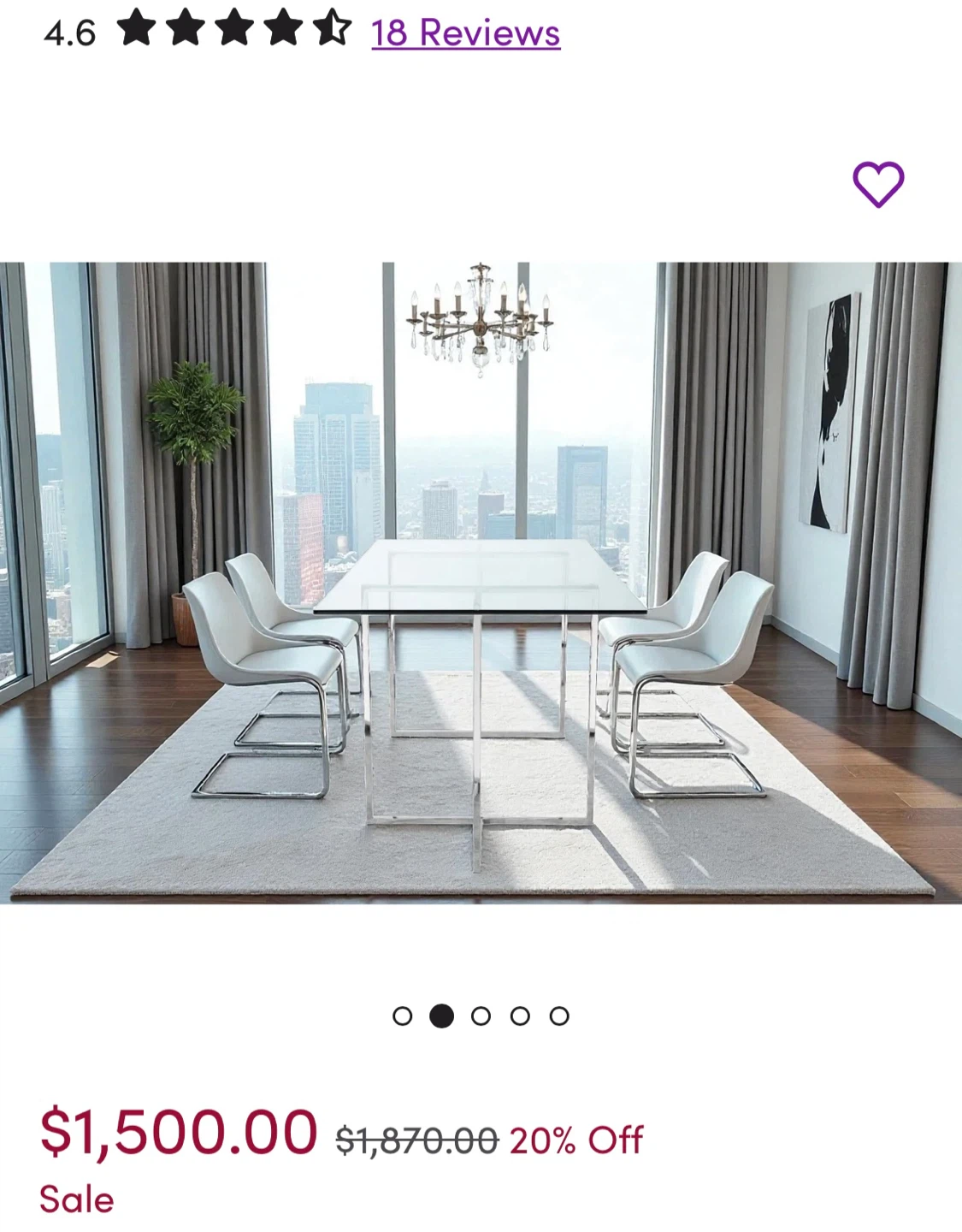 Glass Top Dining Table with Chrome Base