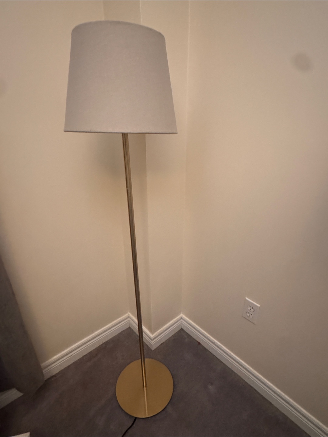 Modern Gold Floor Lamp with Grey Shade